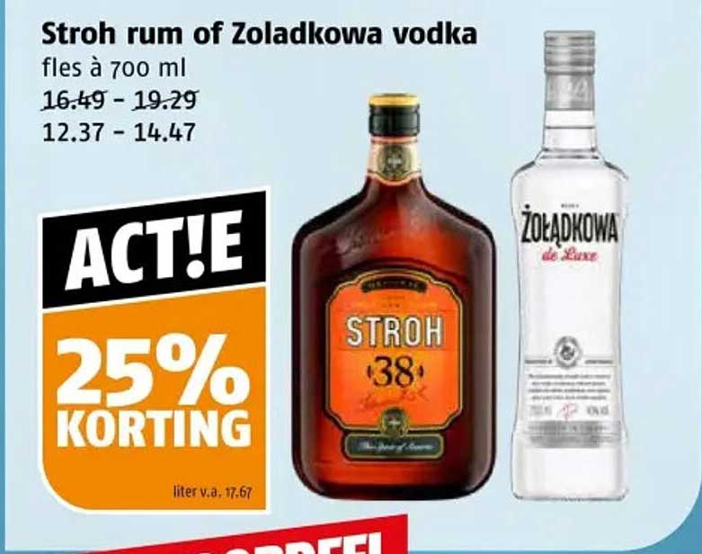 Stroh rum of Zoladkowa vodka fles à 700 ml