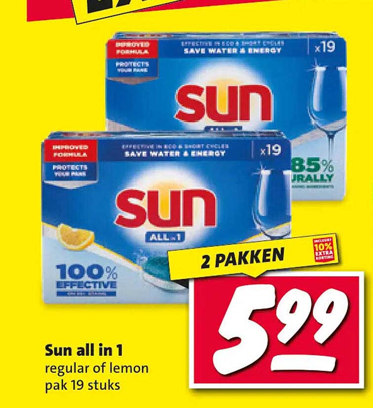 Sun all in 1 regular of lemon pak 19 stuks