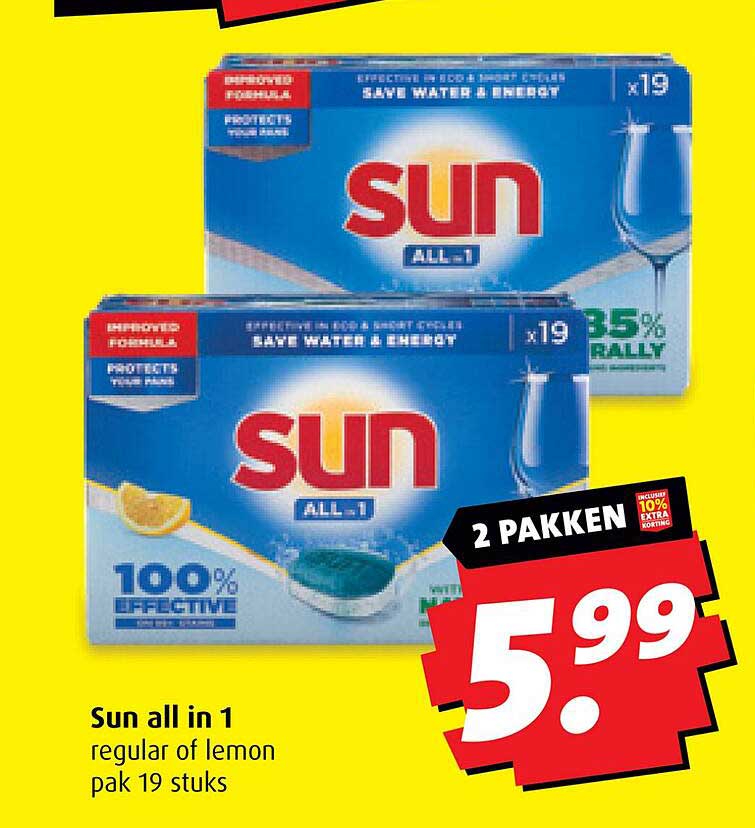 Sun all in 1 regular of lemon pak 19 stuks