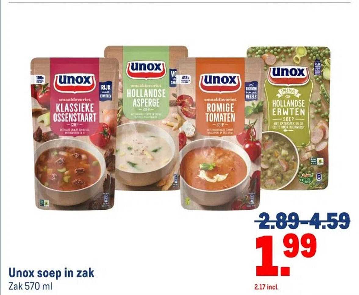 Unox soep in zak