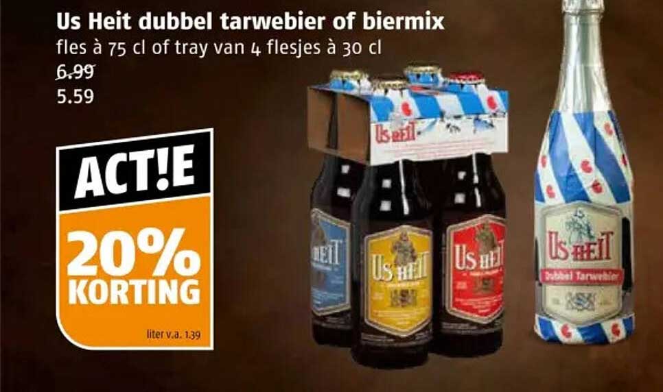 Us Heit dubbel tarwebier of biermix fles à 75 cl tray van 4 flesjes à 30 cl