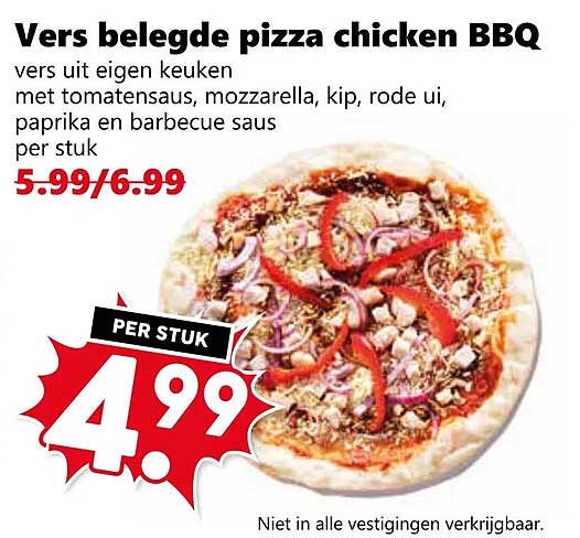 Vers belegde pizza chicken BBQ