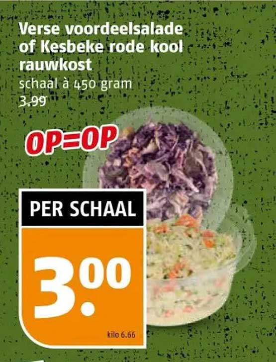Verse voordeelsalade of Kesbeke rode kool rauwkost