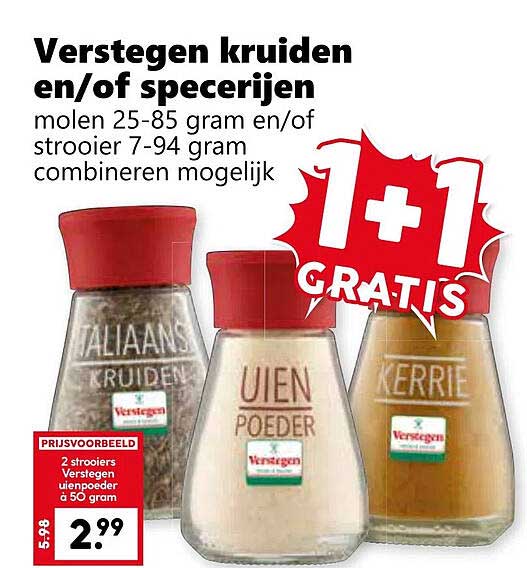 Verstegen kruiden en/of specerijen