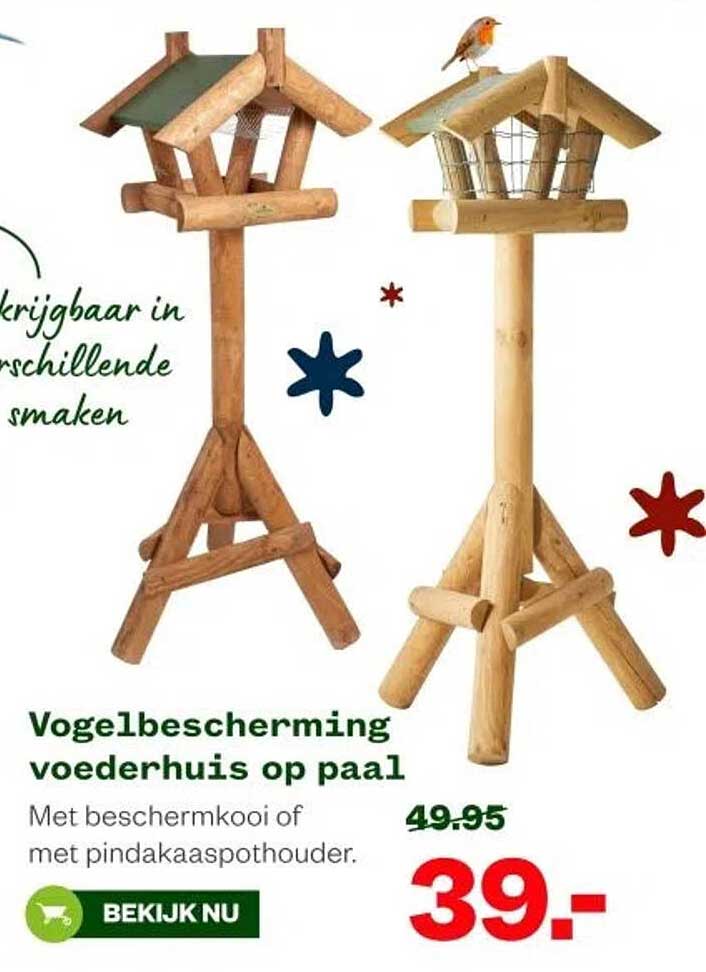 Vogelbescherming voederhuis op paal
