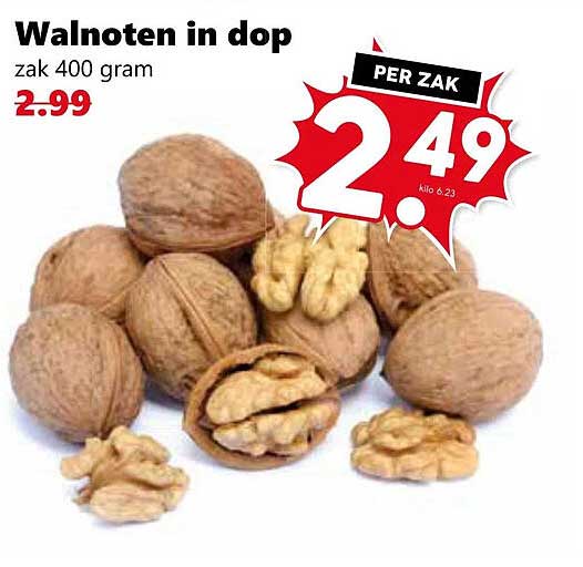 Walnoten in dop zak 400 gram