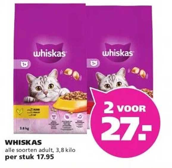 WHISKAS alle soorten adult, 3,8 kilo