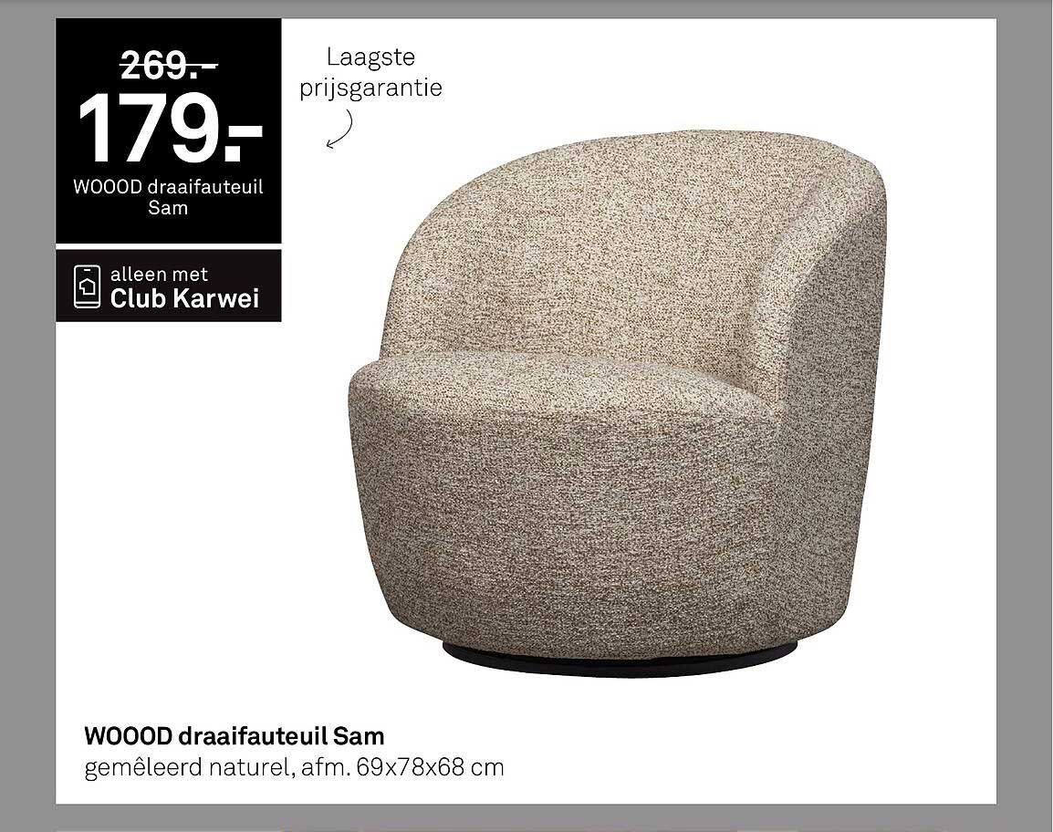 WOood draaifauteuil Sam