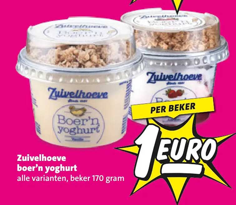 Zuivelhoeve boer’n yoghurt alle varianten, beker 170 gram