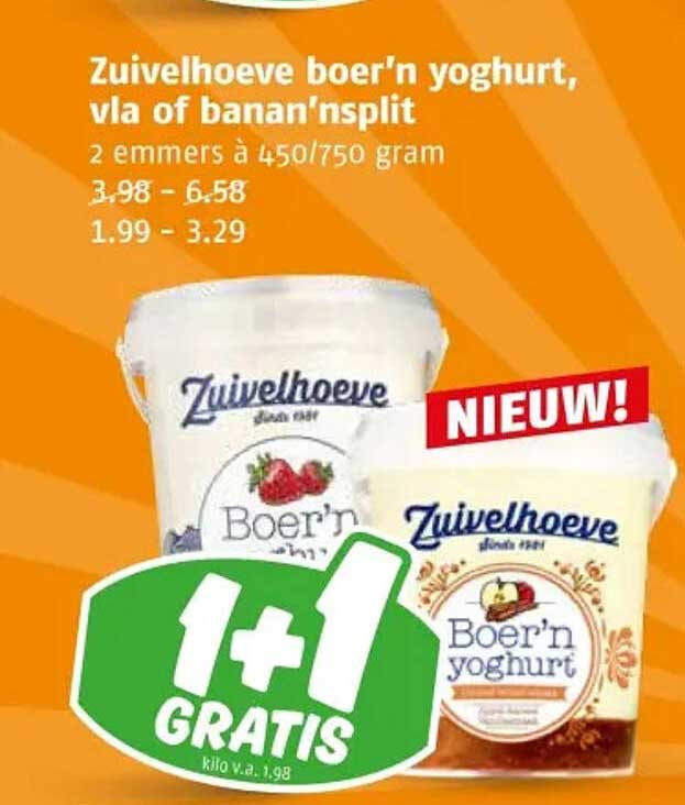 Zuivelhoeve boer'n yoghurt, vla of banan'split