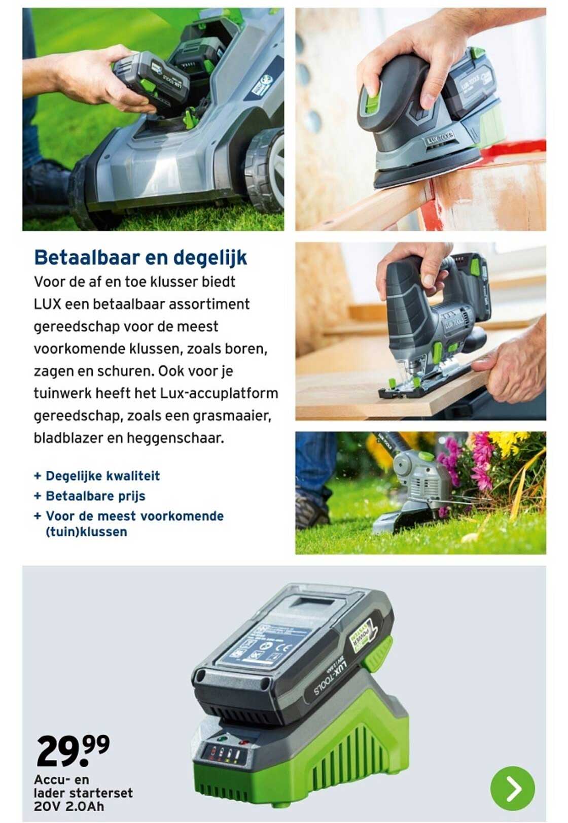 Accu- en lader starterset 20V 2.0Ah