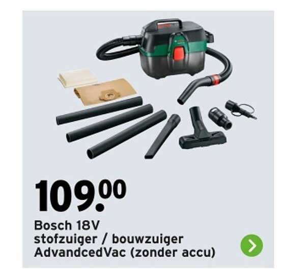 Bosch 18V stofzuiger / bouwzuiger AdvancedVac (zonder accu)