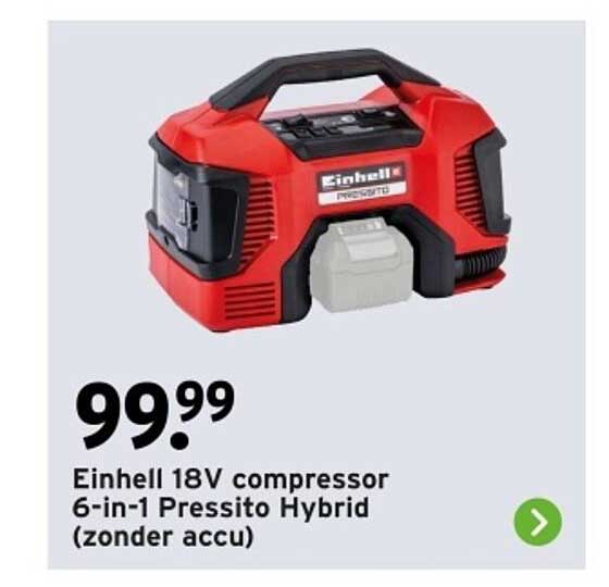 Einhell 18V compressor 6-in-1 Pressito Hybrid (zonder accu)