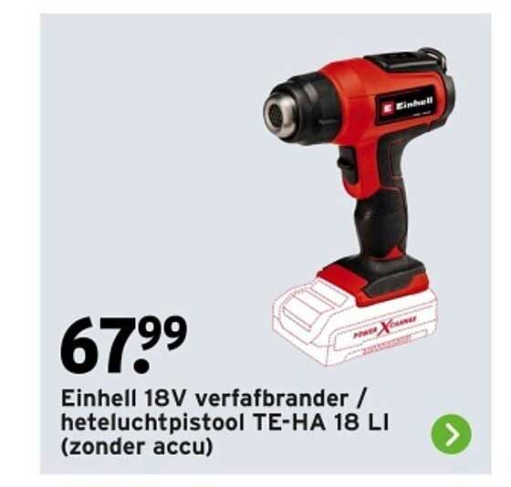 Einhell 18V verfafbrander / heteluchtpistool TE-HA 18 LI (zonder accu)