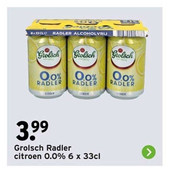 Grolsch Radler citroen 0.0% 6 x 33cl