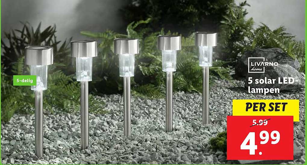 5 solar LED-lampen