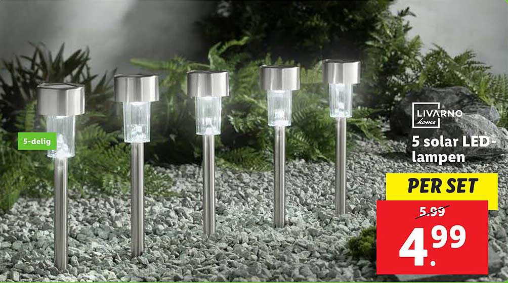 5 solar LED-lampen per set