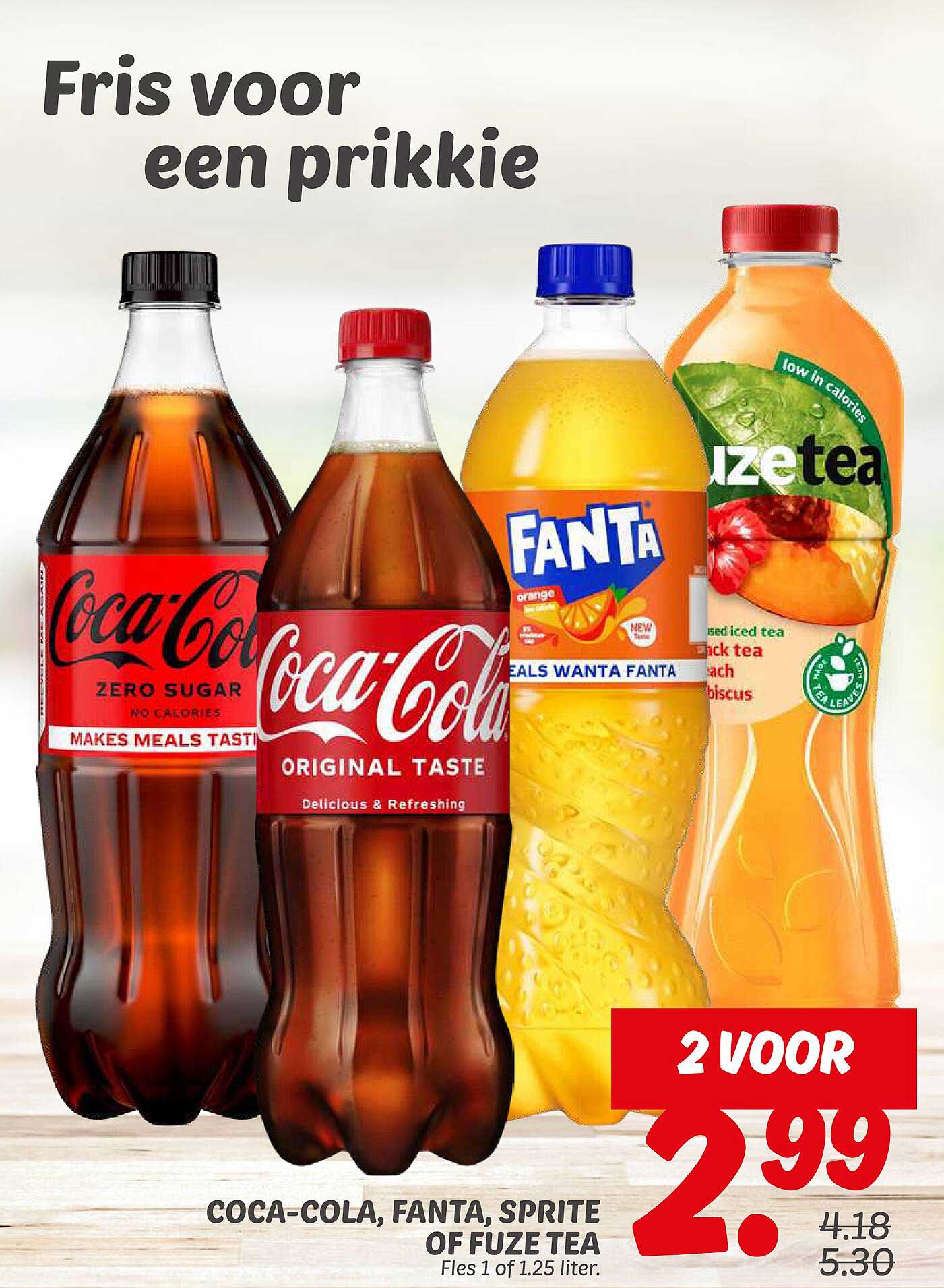 Coca-Cola, Fanta, Sprite of Fuze Tea 2 voor 2.99