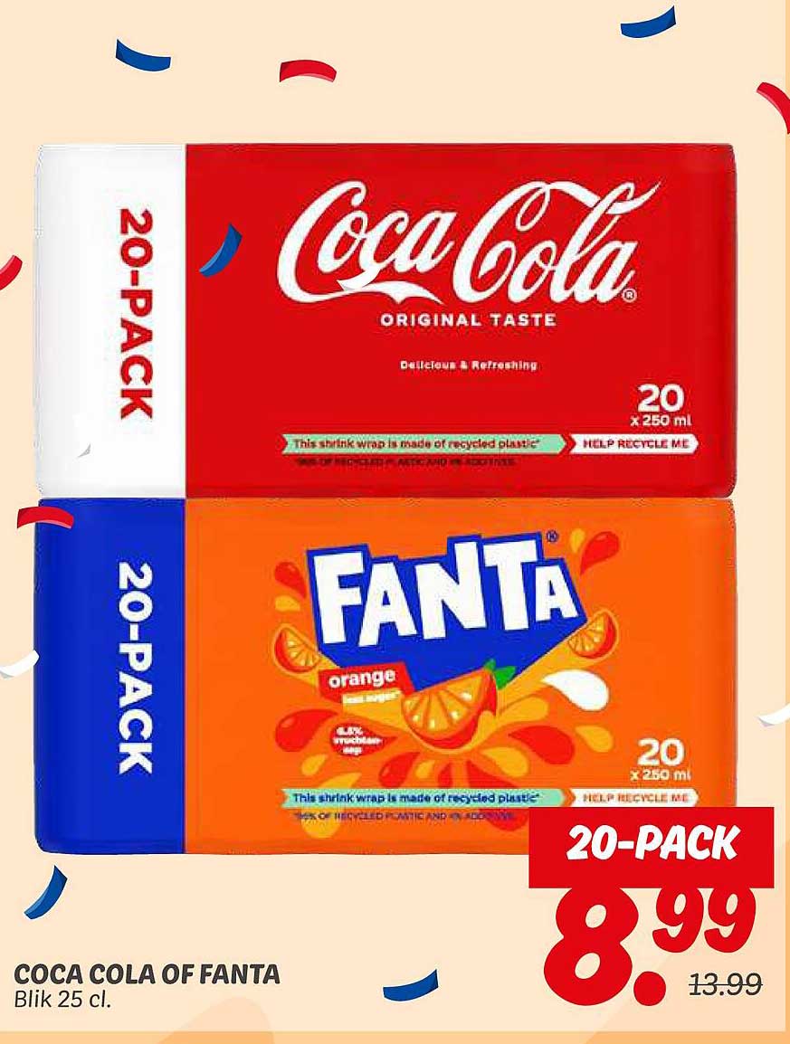 COCA COLA OF FANTA Blik 25 cl.