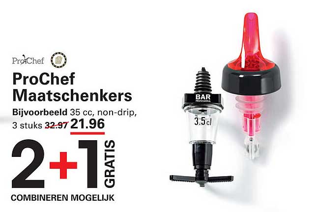 ProChef Maatschenkers 2+1 GRATIS