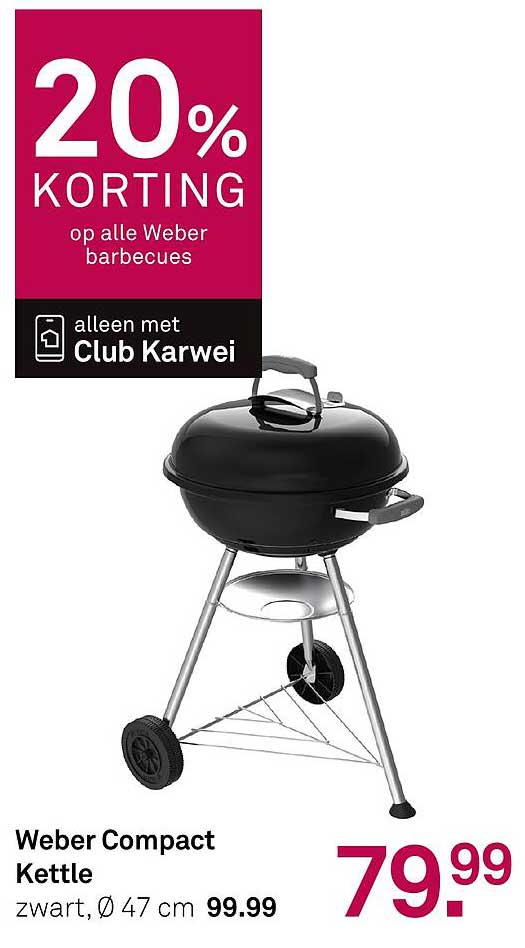 Weber Compact Kettle zwart, Ø 47 cm 20% korting