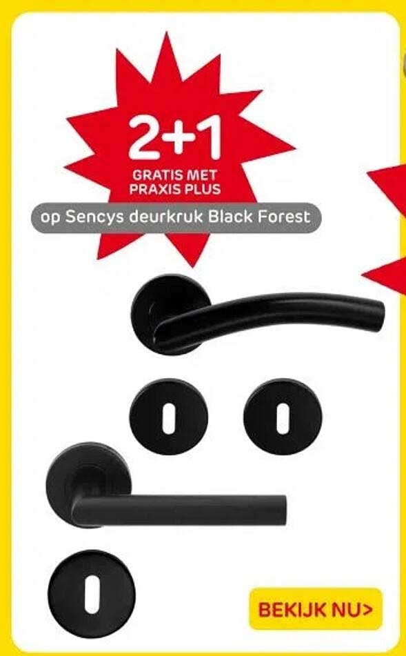 2+1 GRATIS MET PRAXIS PLUS op Sencys deurkruk Black Forest