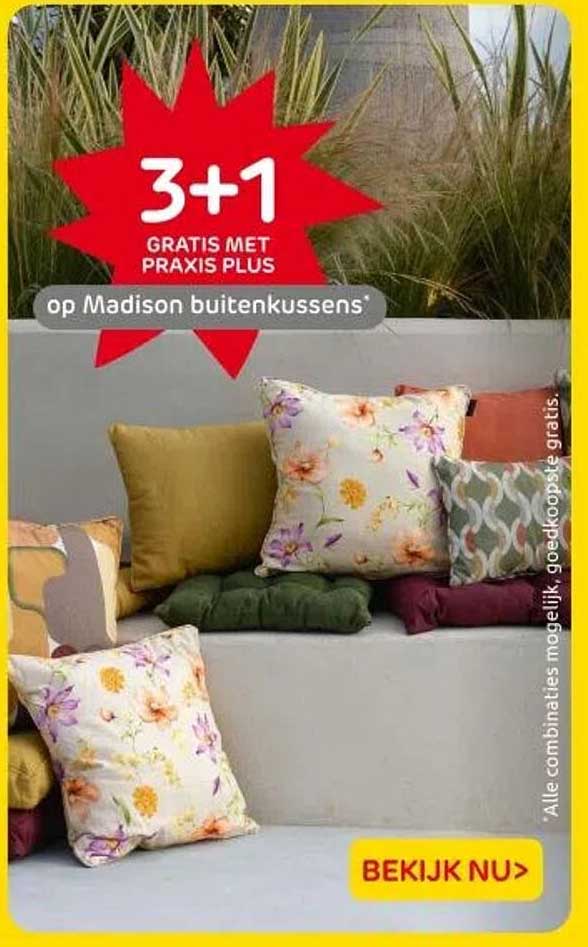 3+1 GRATIS MET PRAXIS PLUS op Madison buitenkussens