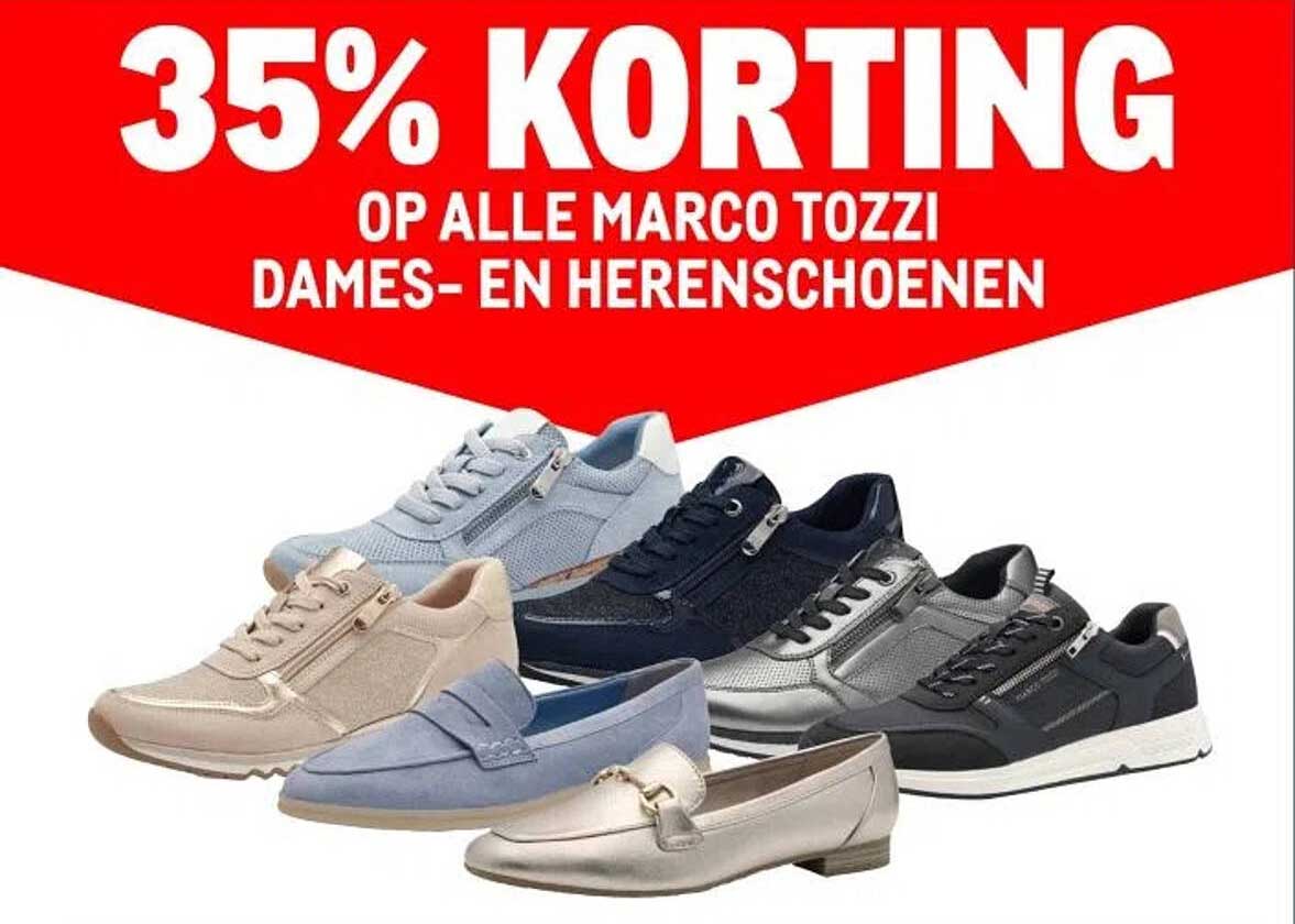 35% KORTING OP ALLE MARCO TOZZI DAMES- EN HERENSCHOENEN