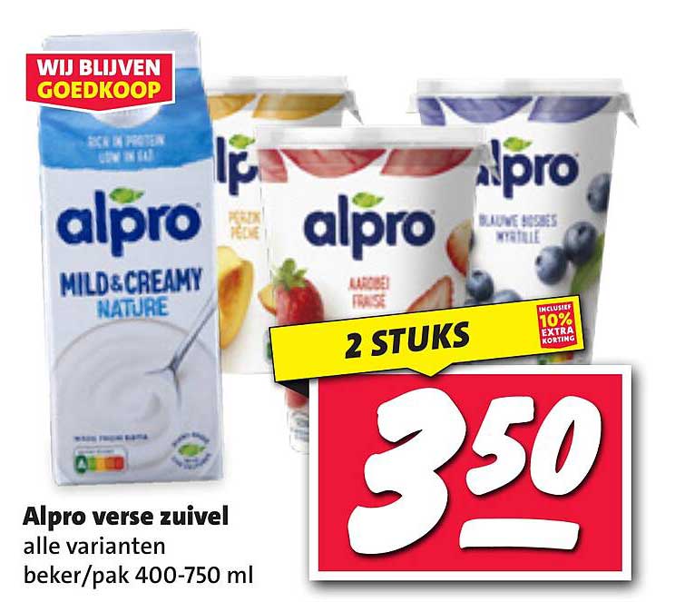 Alpro verse zuivel alle varianten beker/pak 400-750 ml