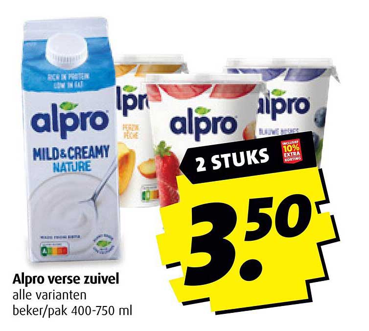 Alpro verse zuivel alle varianten beker/pak 400-750 ml
