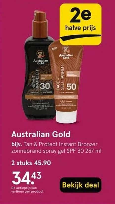 Australian Gold bijv. Tan & Protect Instant Bronzer zonnebrand spray gel SPF 30 237 ml