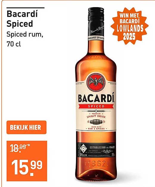 Bacardí Spiced Spiced rum, 70 cl