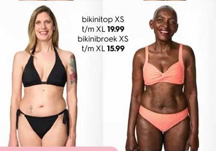 bikininitop XS t/m XL 19.99 bikinibroek XS t/m XL 15.99