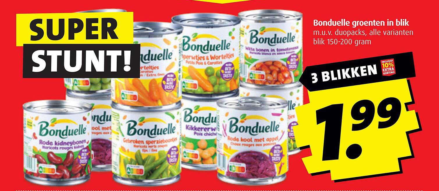 Bonduelle groenten in blik m.u.v. duopacks, alle varianten blik 150-200 gram