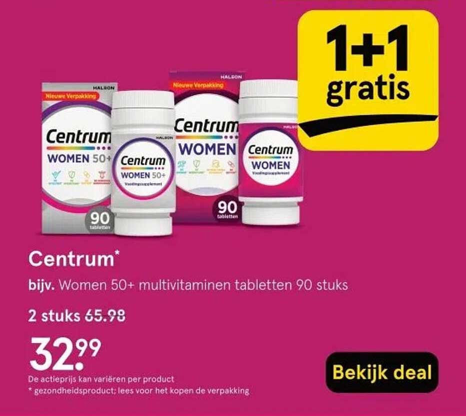 Centrum bijv. Women 50+ multivitaminen tabletten 90 stuks