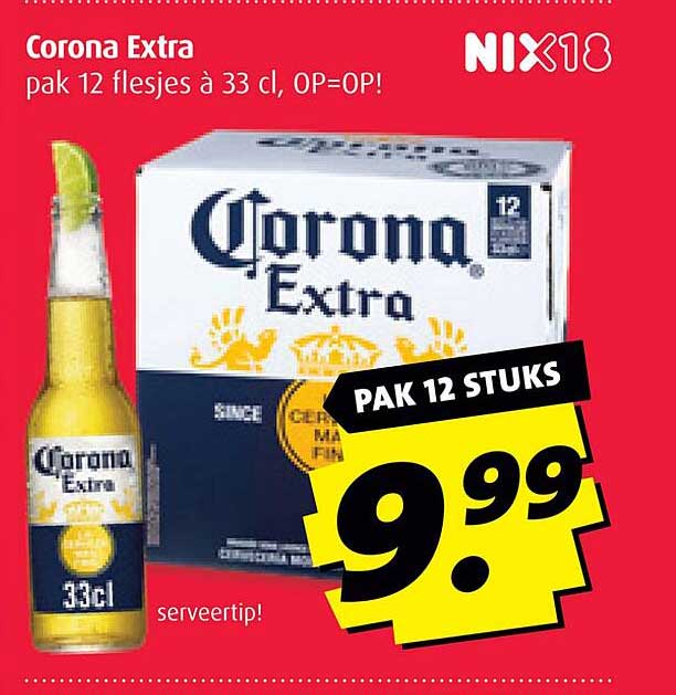 Corona Extra pak 12 flesjes à 33 cl, OP=OP!