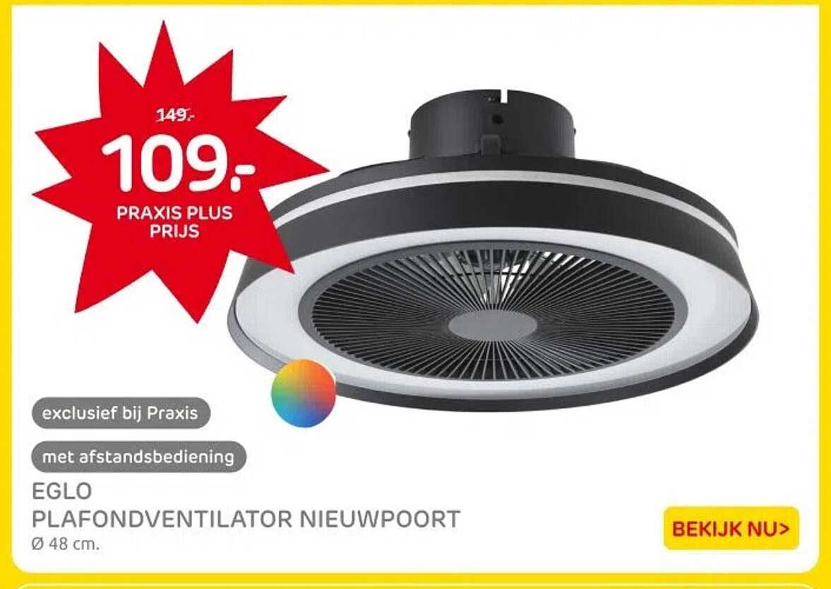 EGLO PLAFONDVENTILATOR NIEUWPORT Ø 48 cm.