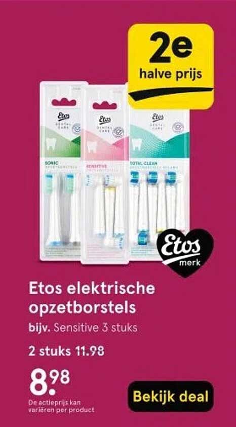 Etos elektrische opzetborstels bijv. Sensitive 3 stuks