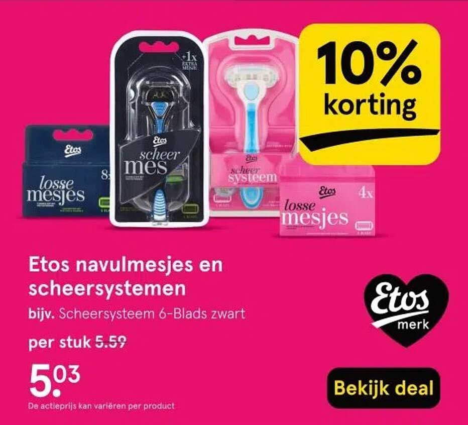 Etos navulmesjes en scheersystemen bijv. Scheersysteem 6-Blads zwart