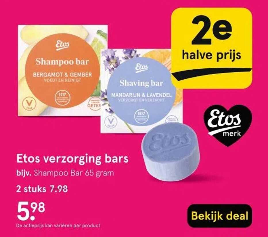 Etos verzorging bars bijv. Shampoo Bar 65 gram