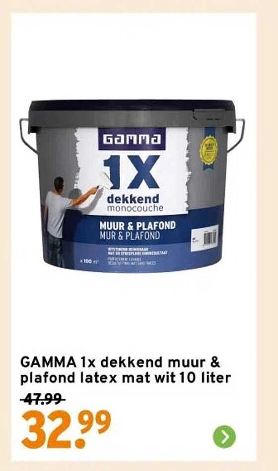 GAMMA 1x dekkend muur & plafond latex mat wit 10 liter