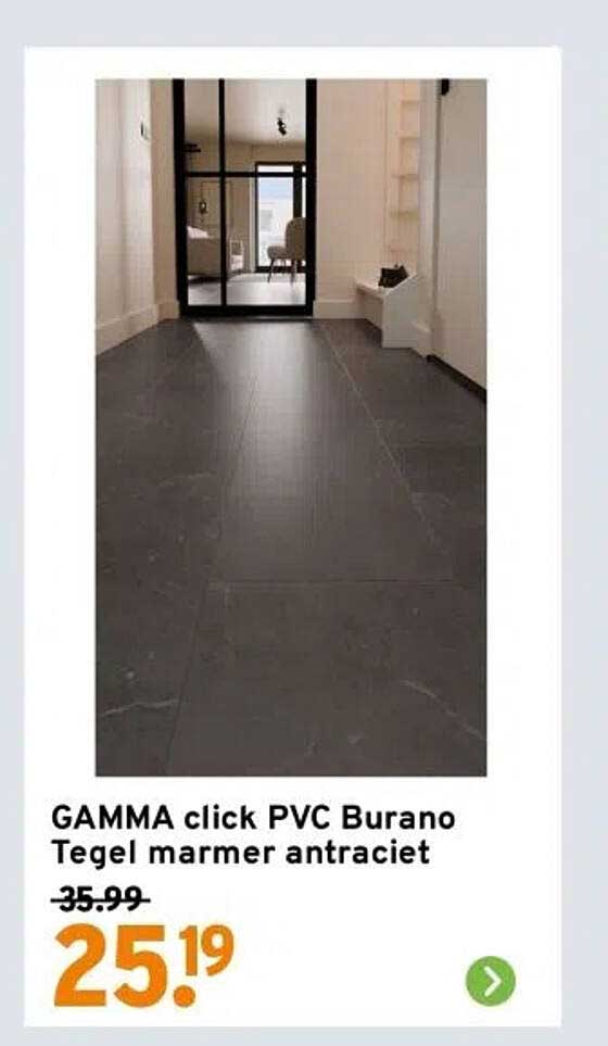 GAMMA click PVC Burano Tegel marmer antraciet