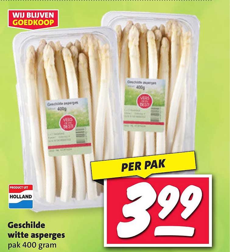 Geschilde witte asperges pak 400 gram