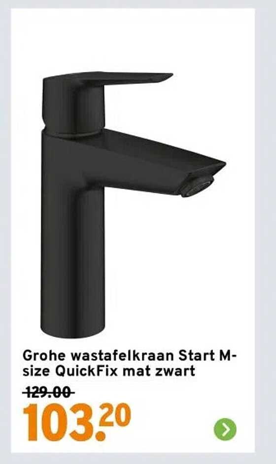Grohe wastafelkraan Start M-size QuickFix mat zwart