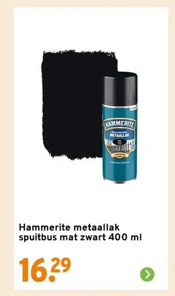 Hammerite metaal lak spuitbus mat zwart 400 ml