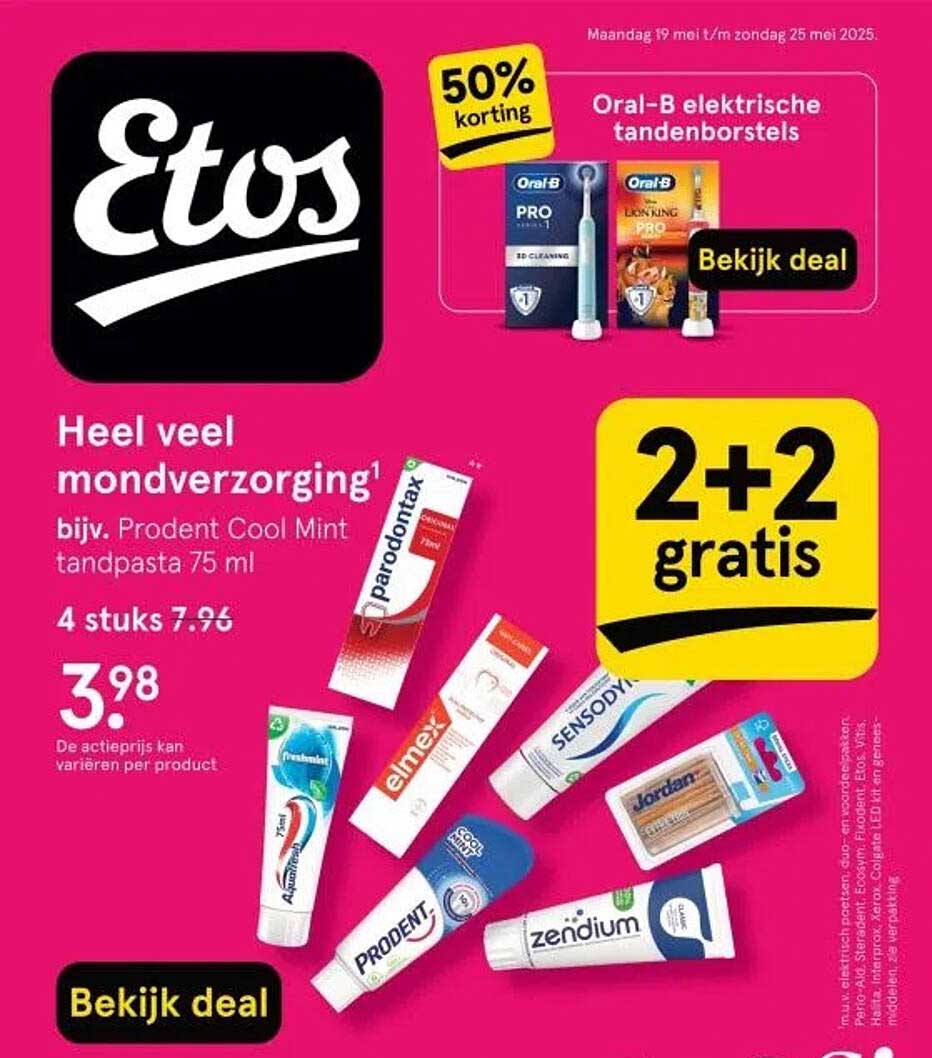 Heel veel mondverzorging bijv. Prodent Cool Mint tandpasta 75 ml