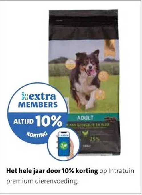 Het hele jaar 10% korting op Intratuin premium dierenvoeding