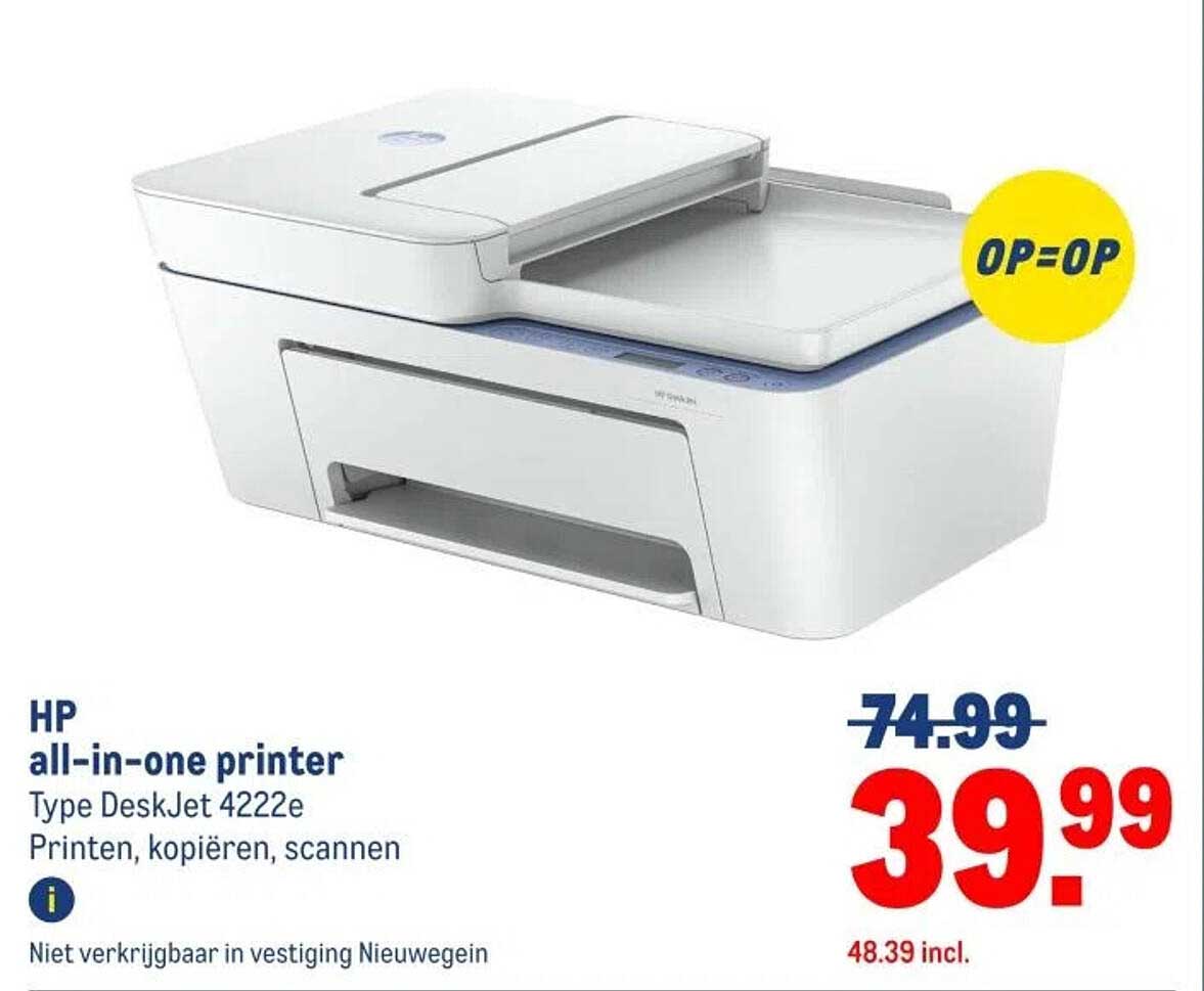 HP all-in-one printer Type DeskJet 4222e