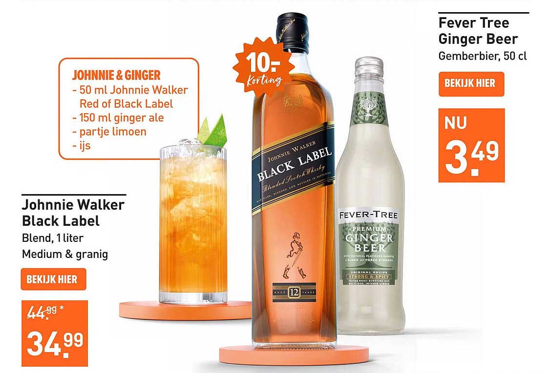 Johnnie Walker Black Label 1 liter voor 34,99