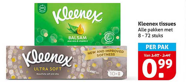 Kleenex tissues Alle pakken met 8 - 72 stuks